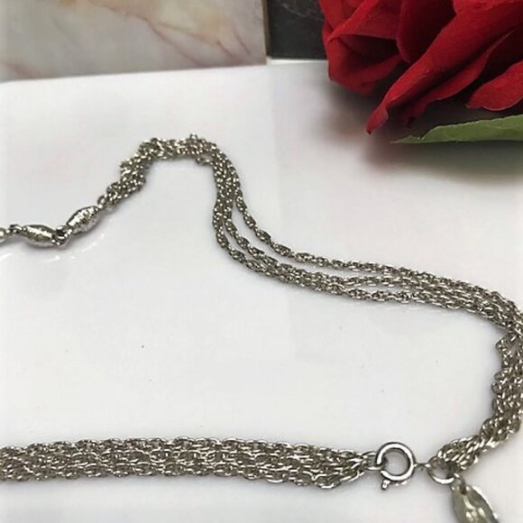Vintage VENDOME Silver Tone Triple Strand Long Rope Chain Necklace with Brushed - Picture 3 of 10